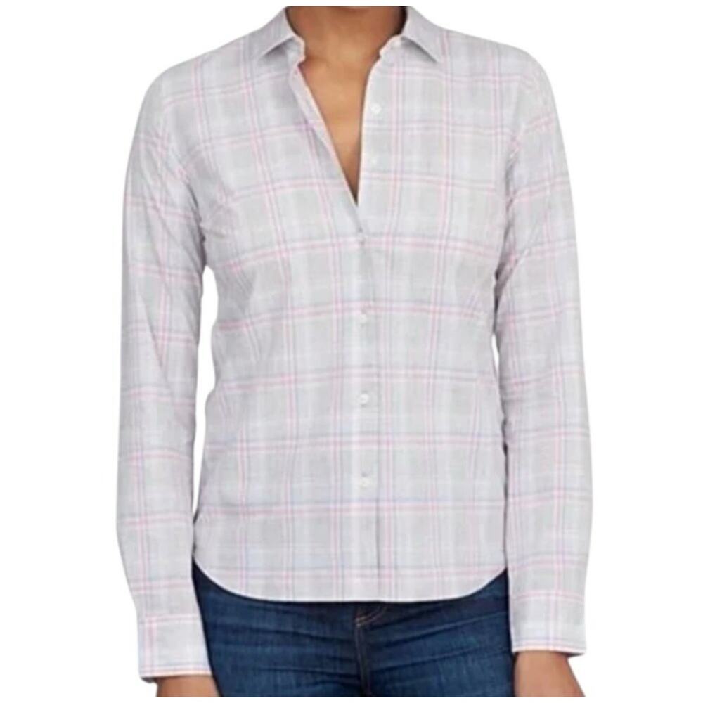 Untuckit · Chasseles Plaid Button-Up Long Sleeve Shirt · Gray/Pink · Size 18